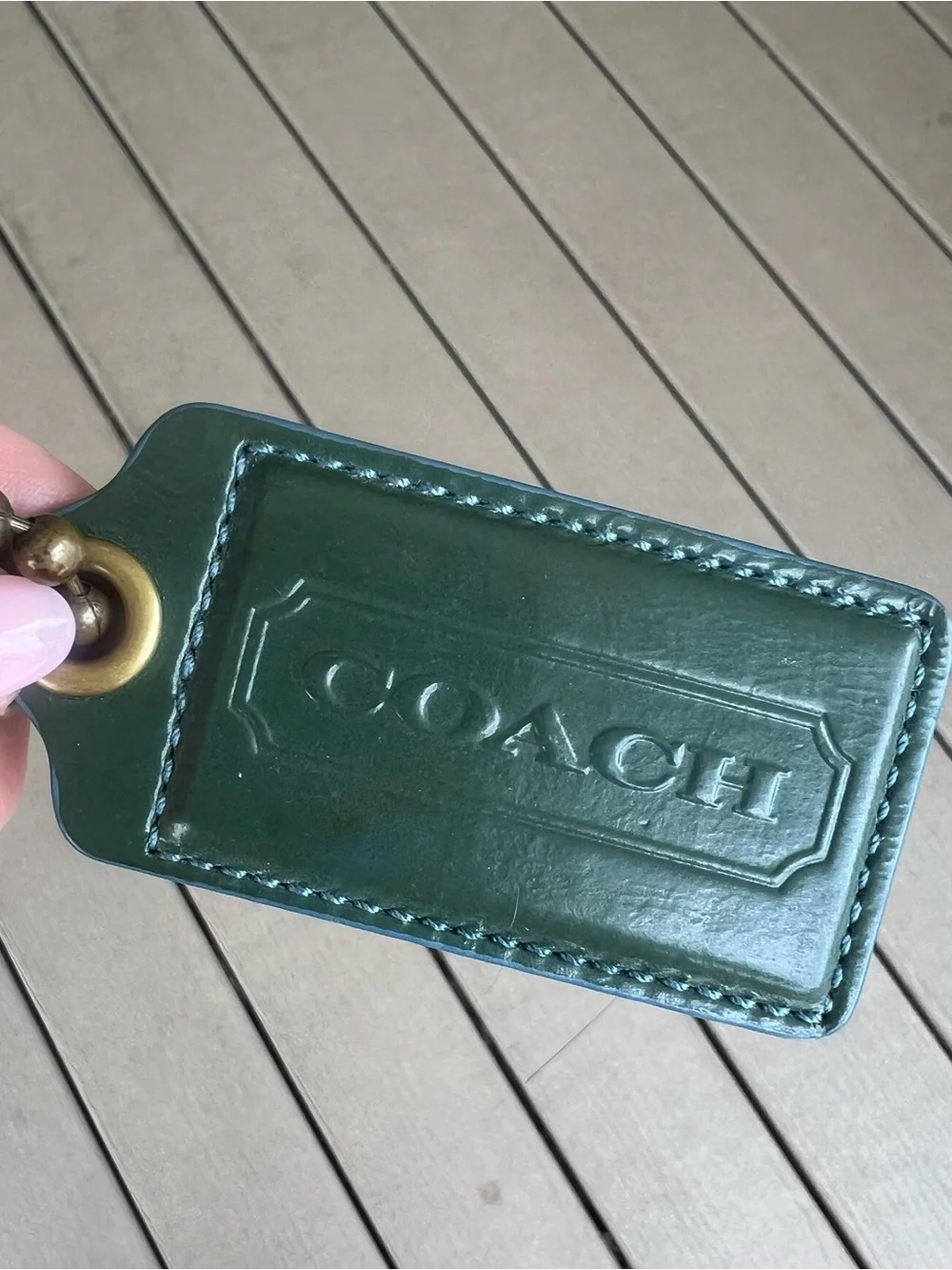 Coach Dark Green Patent Leather Hangtag